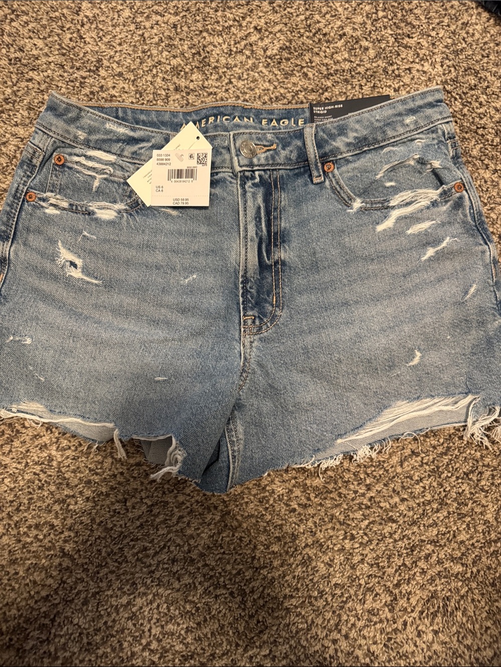American Eagle Outfitters Light Wash Distressed Denim Cutoff Shorts